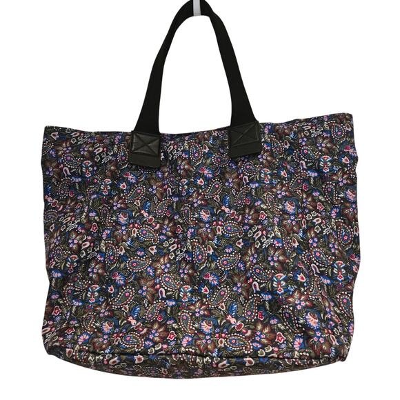 Marc Jacobs Garden Paisley Snap Top Lightweight Nylon Tote Bag Black Trim - Picture 3 of 10